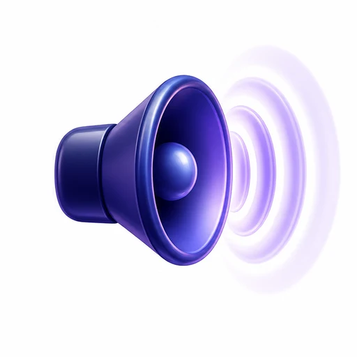 A glossy indigo speaker with soft sound rings rippling outward