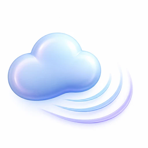 A soft glossy cloud with sound ripples fading behind it